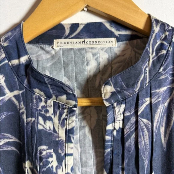 Peruvian Connection Navy and White Floral Dress Size Small - Picture 2 of 4